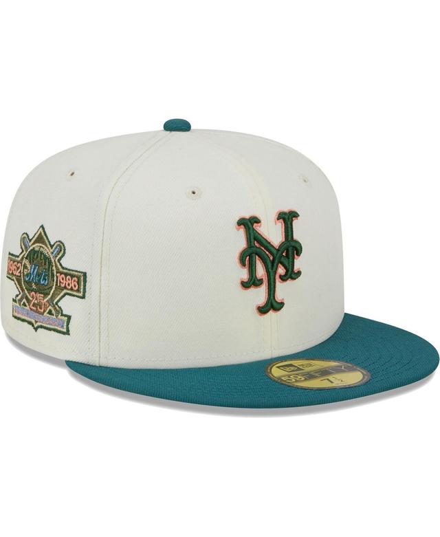 Mens New Era Cream New York Mets Chrome Evergreen 59FIFTY Fitted Hat Product Image