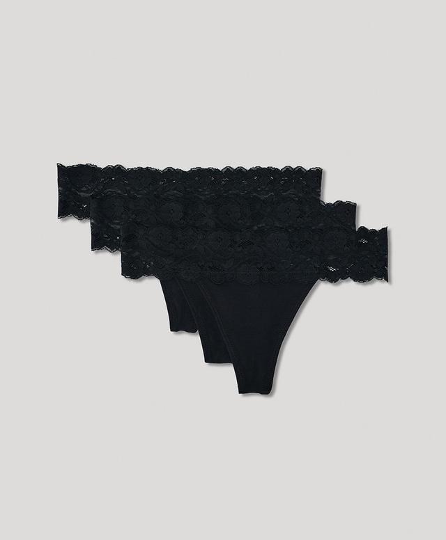 Womens Lace Waist Thong 3-Pack 2XL Product Image