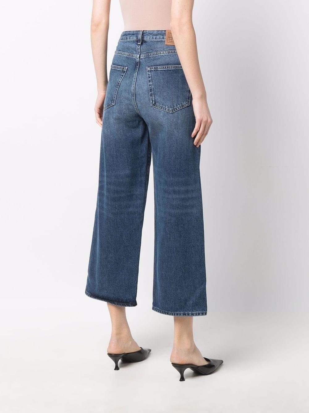 Organic Cotton Cropped Flared Jeans In Blue Product Image