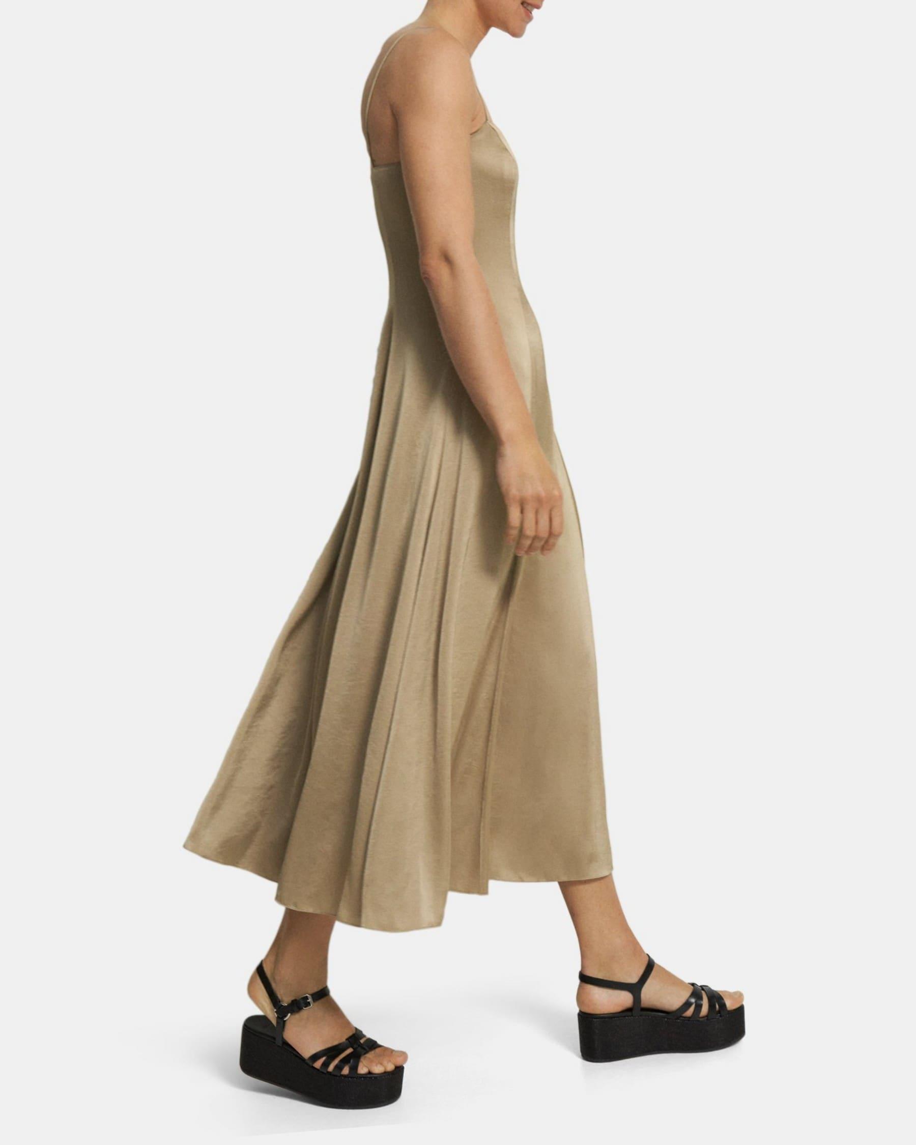 Cami Midi Dress in Crushed Satin Product Image