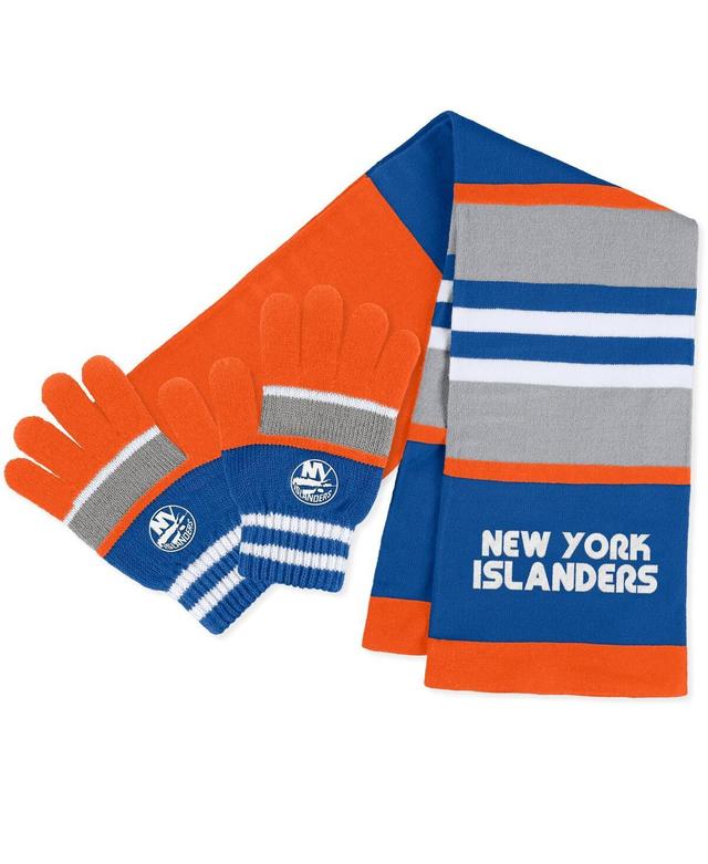 Womens WEAR by Erin Andrews New York Islanders Stripe Glove & Scarf Set Product Image