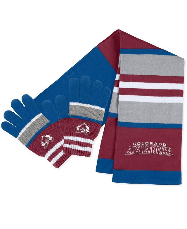 Womens Wear by Erin Andrews Colorado Avalanche Stripe Glove and Scarf Set Product Image