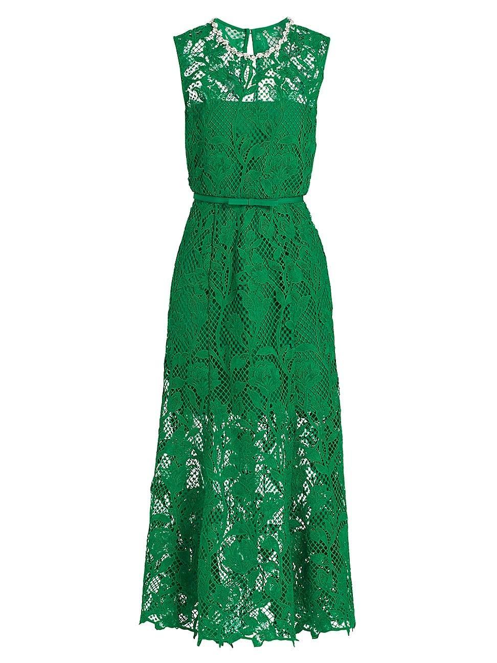 Womens Lace Sleeveless Midi-Dress Product Image