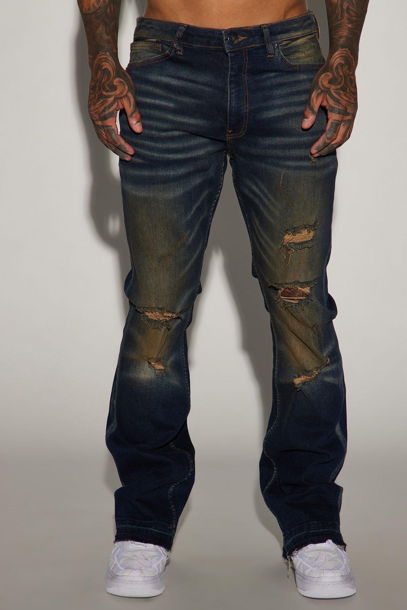 Clover Vintage Stacked Slim Flare Jeans - Vintage Blue Wash Product Image