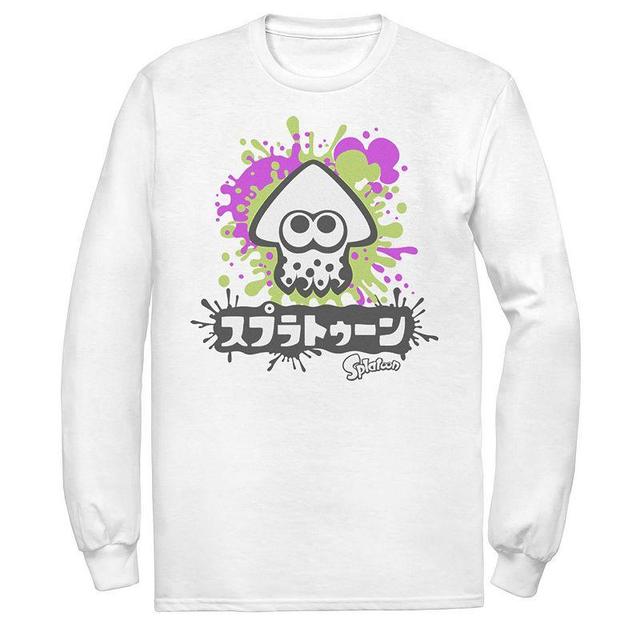 Mens Nintendo Splatoon Inkling Text Splatter Long Sleeve Graphic Tee Med Grey Product Image