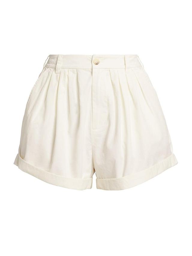 Womens Paige Pleated Cotton Shorts Product Image