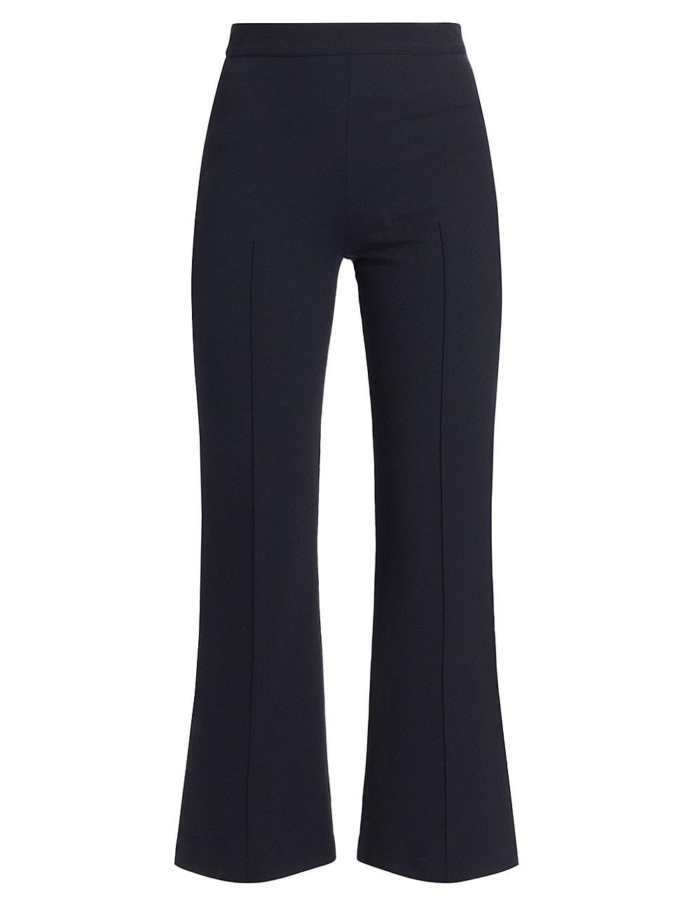 Vince Pintuck Crop Flare Cotton Blend Pants Product Image