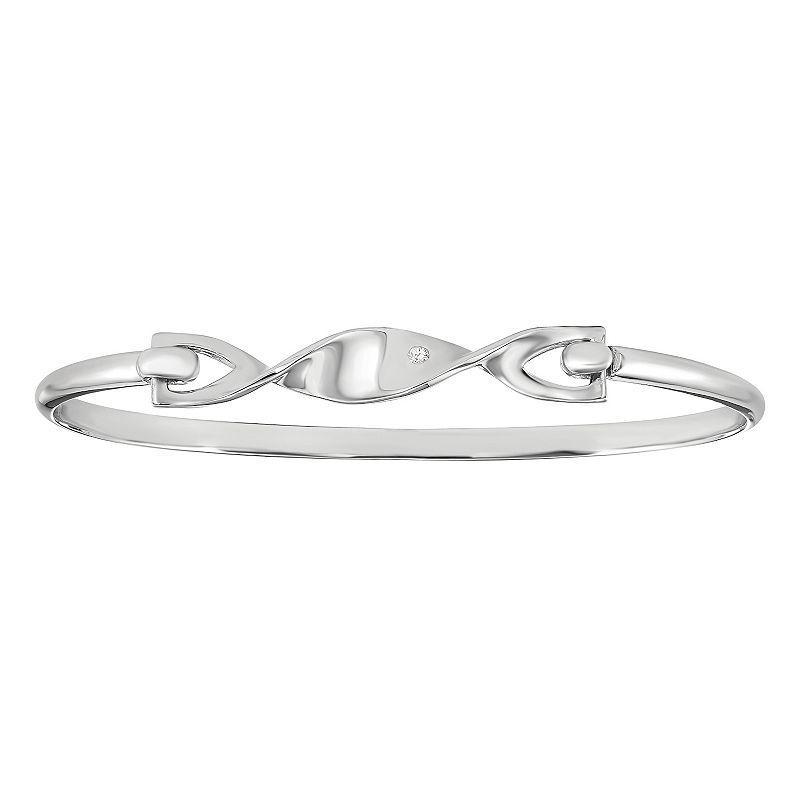 White Ice Sterling Silver Diamond Accent Twist Bangle Bracelet, Womens Product Image