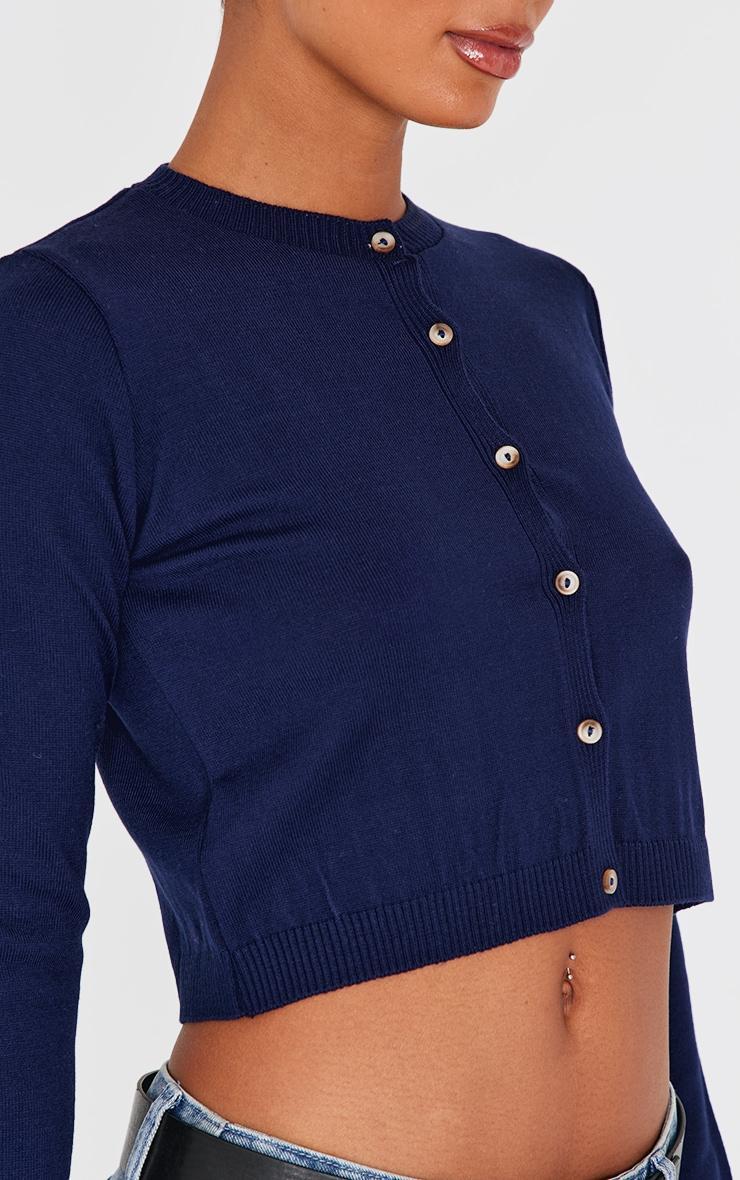 Navy Basic Button Up Knit Cardigan Product Image