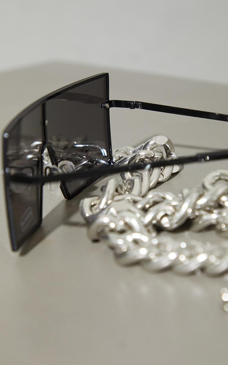 Silver Mirrored Square Frame Visor Sunglasses product image