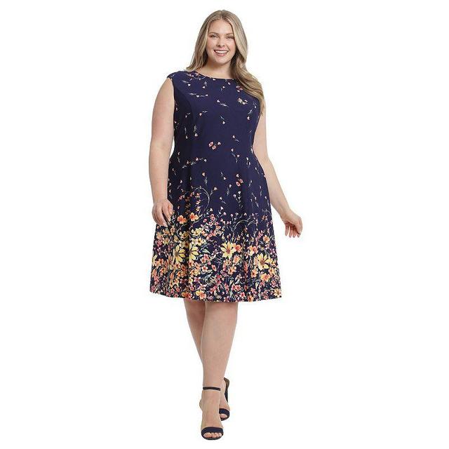 Plus Size London Times Cap Sleeve Fit & Flare Dress, Womens Product Image