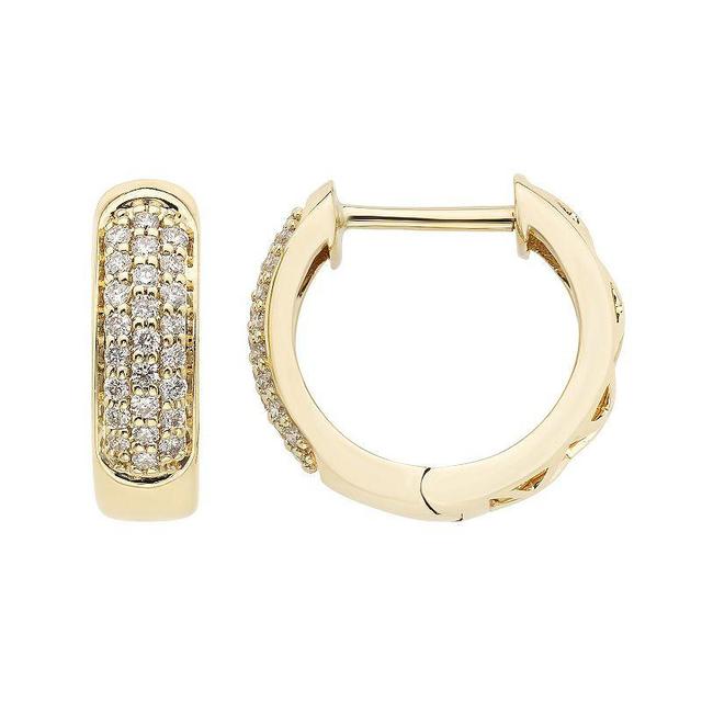 The Regal Collection 14k Gold 1/4 Carat T.W. Certified Diamond Huggie Hoop Earrings, Womens, 14k White Gold Product Image