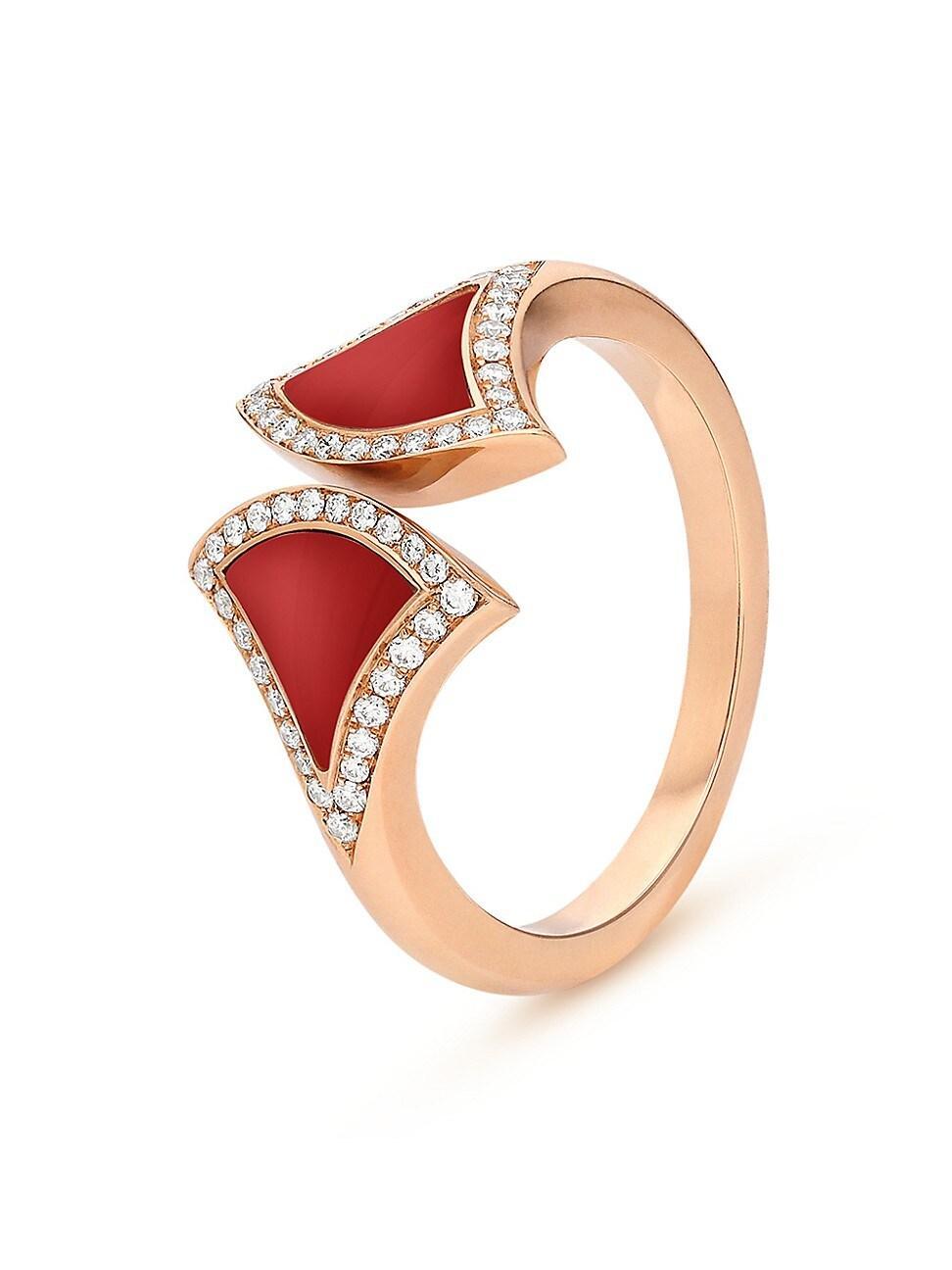 Womens Divas Dream 18K Rose Gold, Carnelian & 0.17 TCW Diamond Ring Product Image