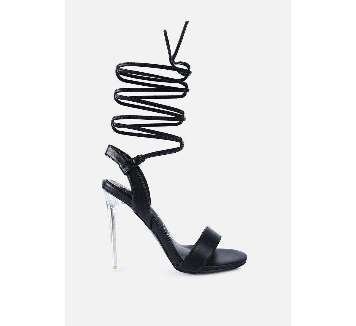 London Rag Sheeny Clear Womens Stiletto Lace Up Dress Sandals product image