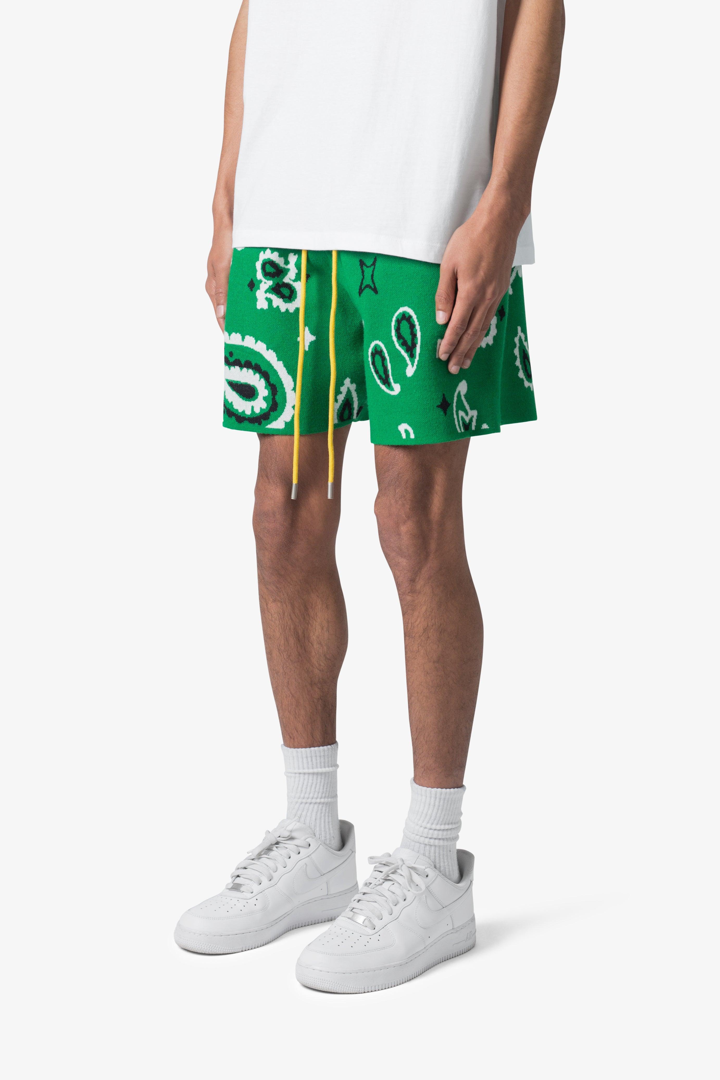 Paisley Knit Shorts - Green Product Image