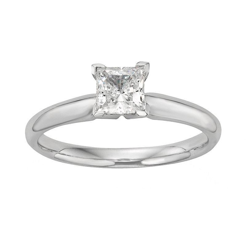 Princess-Cut IGL Certified Diamond Solitaire Engagement Ring in 18k White Gold (3/4 ct. T.W.), Womens, Size: 7 Product Image