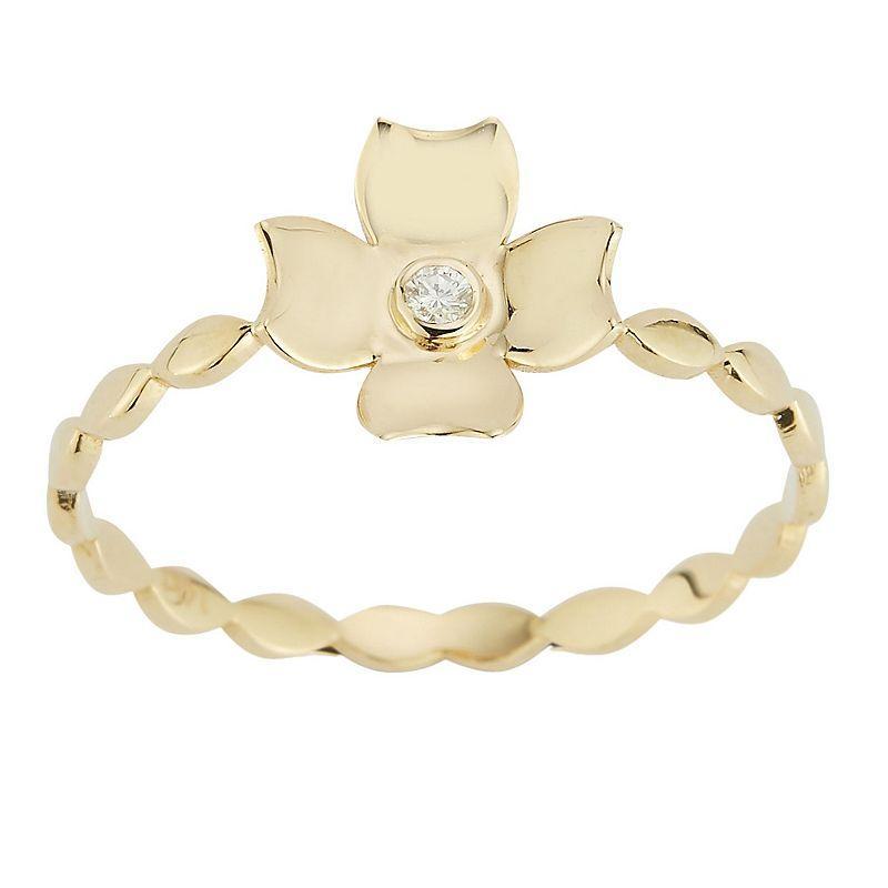 LUMINOR GOLD 14k Gold Diamond Accent Flower Ring, Womens Product Image