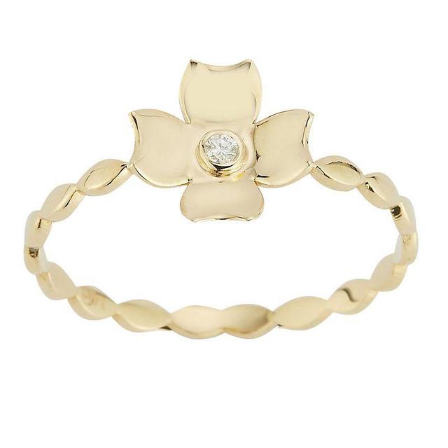 LUMINOR GOLD 14k Gold Diamond Accent Flower Ring, Womens Product Image