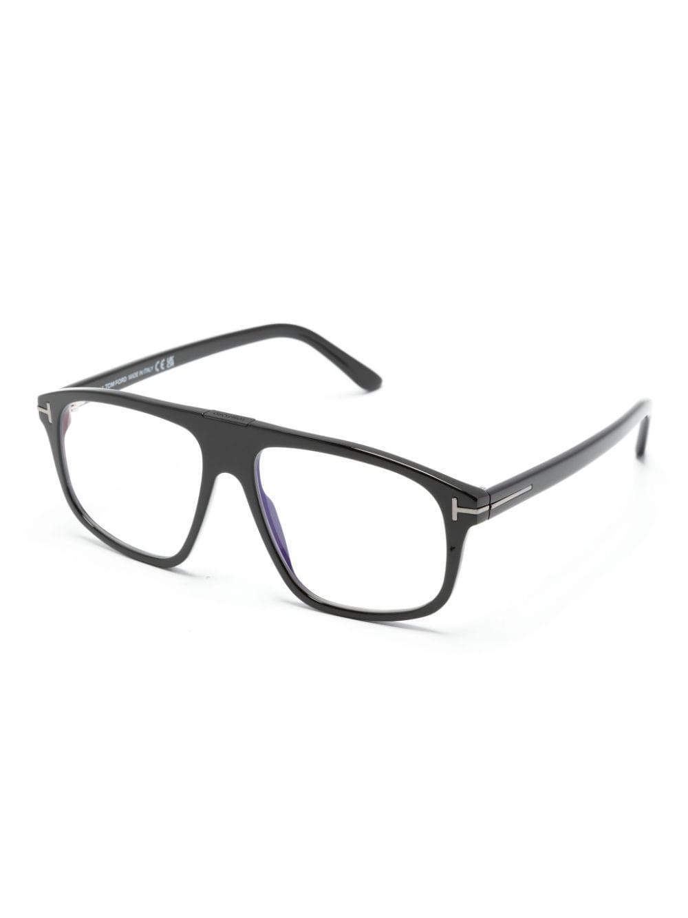 Logo-plaque Square-frame Glasses In Black Product Image