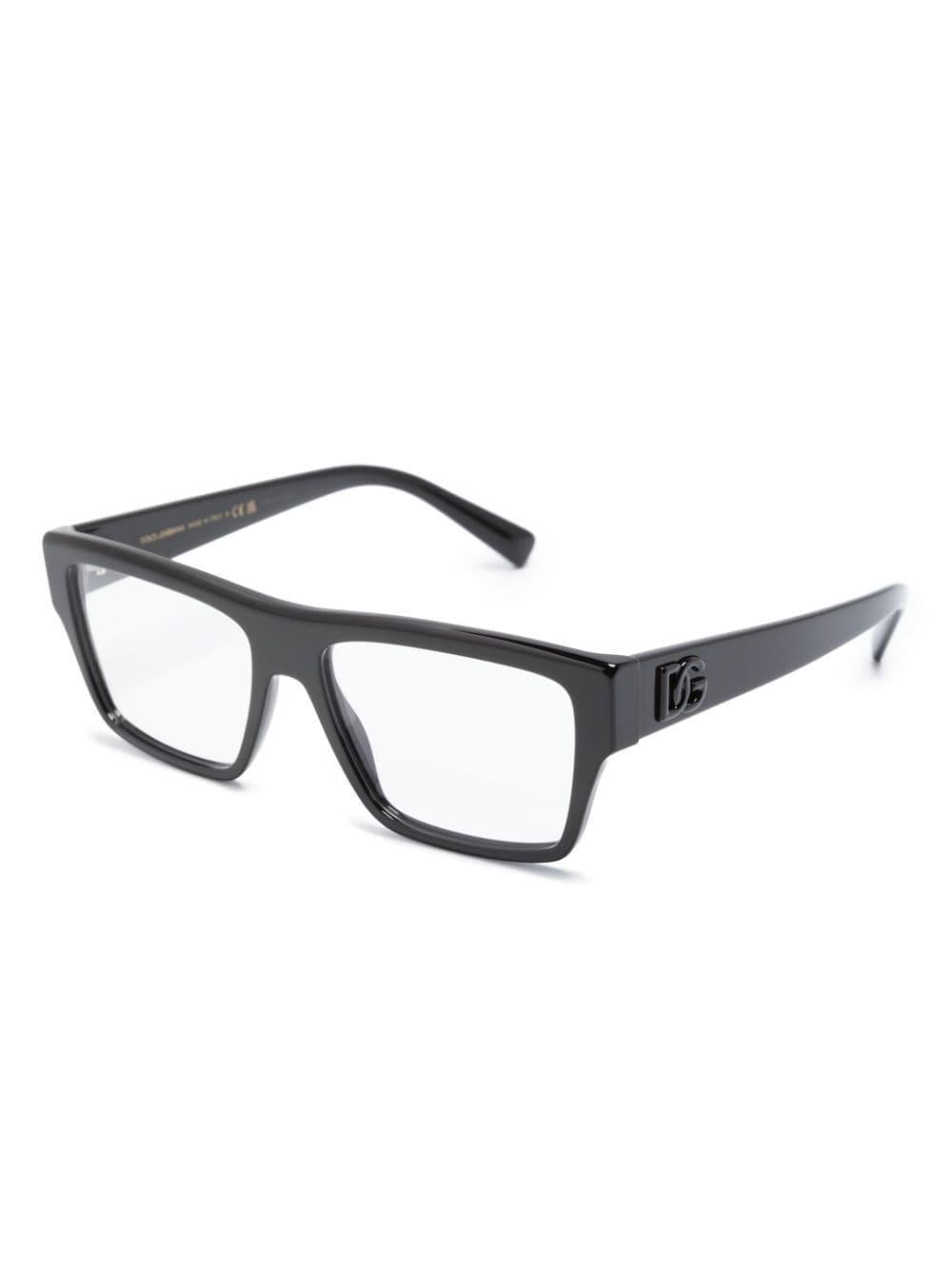 Logo-plaque Square-frame Glasses In Black Product Image