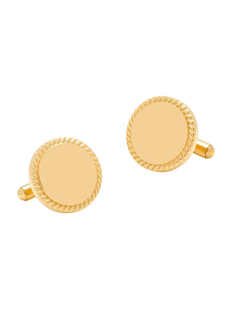 14K Gold-Plated Rope Border Engravable Cuff Links Product Image