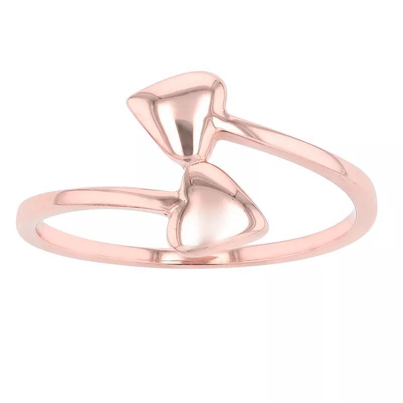 Au Naturale 14k Gold Double Heart Bypass Ring, Womens Pink Product Image