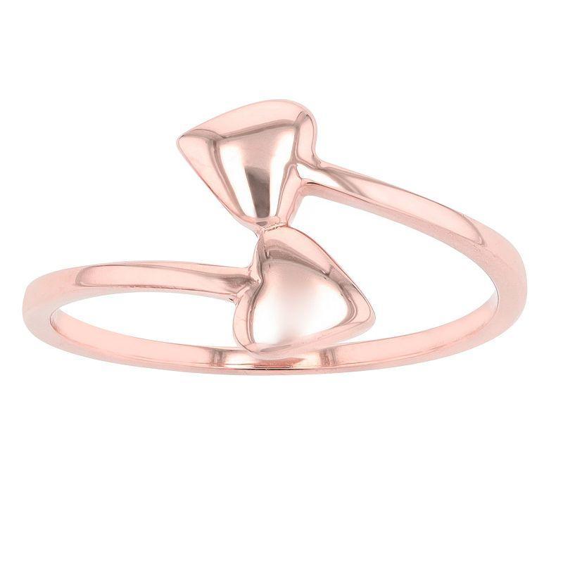 Au Naturale 14k Gold Double Heart Bypass Ring, Womens Pink Product Image