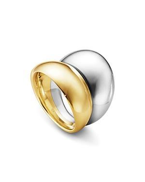 Womens Curve 18K Gold & Sterling Silver Ring Product Image