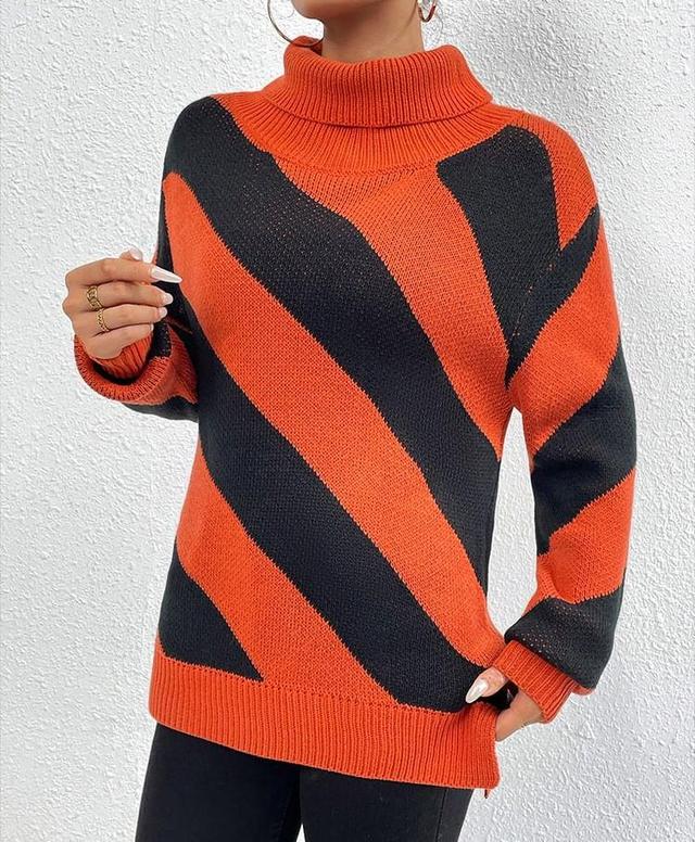 Turtleneck Color Block Sweater Product Image