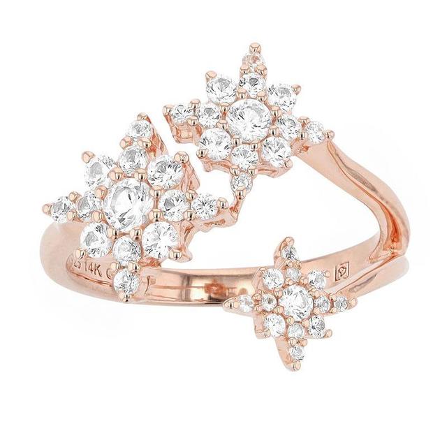 14k Rose Gold Over Silver Lab-Created White Sapphire Cluster Ring, Womens Product Image