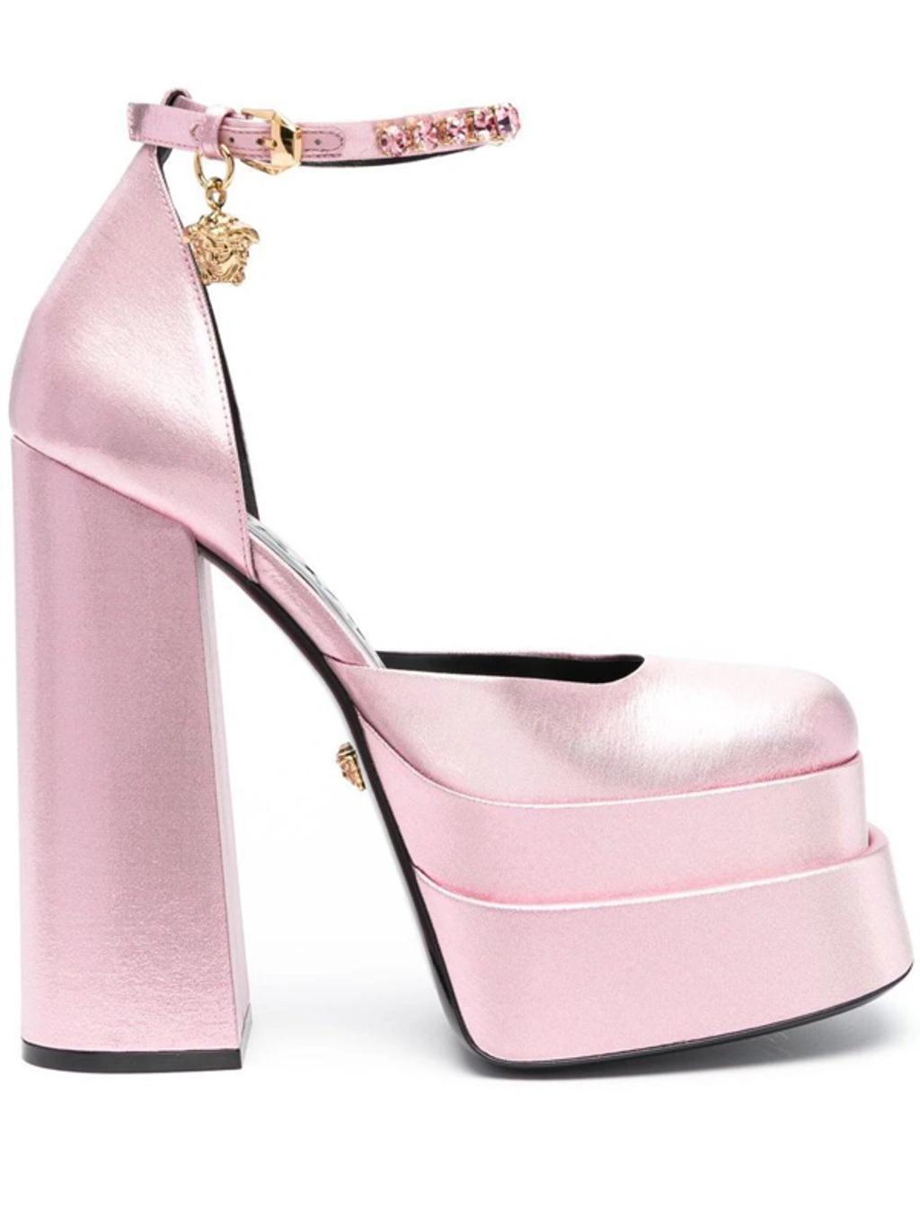 Medusa Crystal Ankle-strap Platform Sandals In Purple Product Image