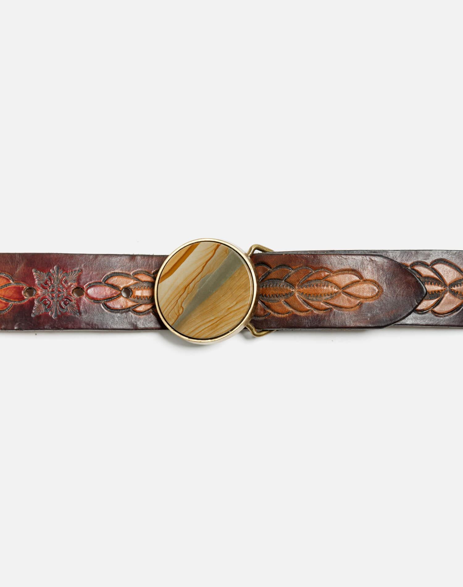 80s Jasper and Brass Buckle on Embossed Belt Female Product Image