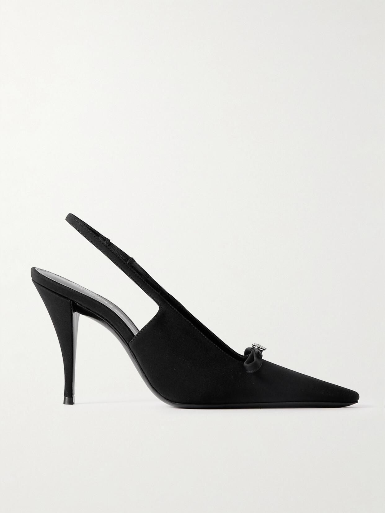 SAINT LAURENT Bow Line Pointed Toe Slingback Pump In Black Product Image