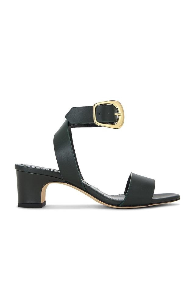 Manolo Blahnik Brutas 50 Leather Sandal in Dark Green - Dark Green. Size 41 (also in 37, 40). Product Image