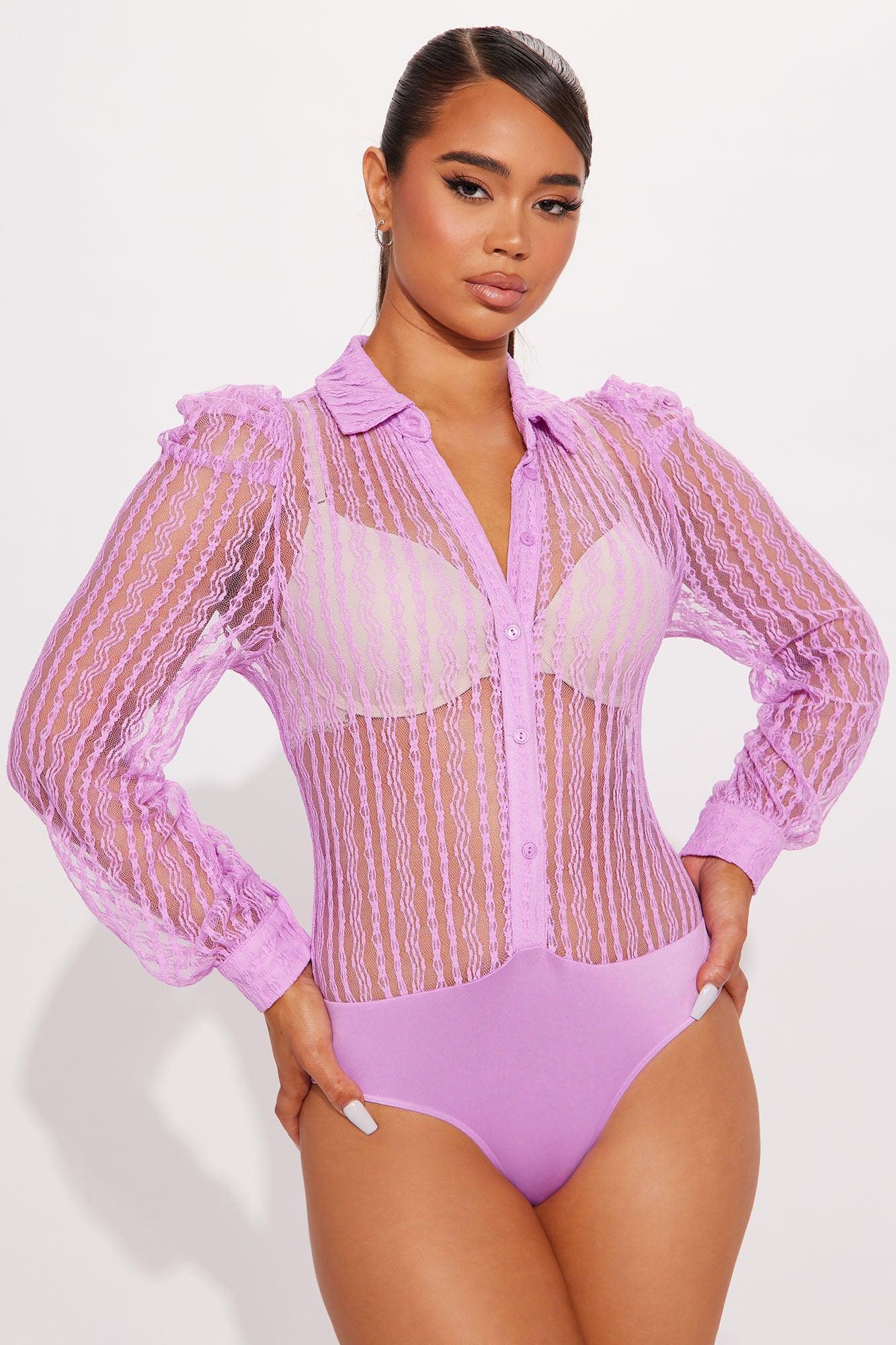 Penelope Sheer Bodysuit - Lavender Product Image