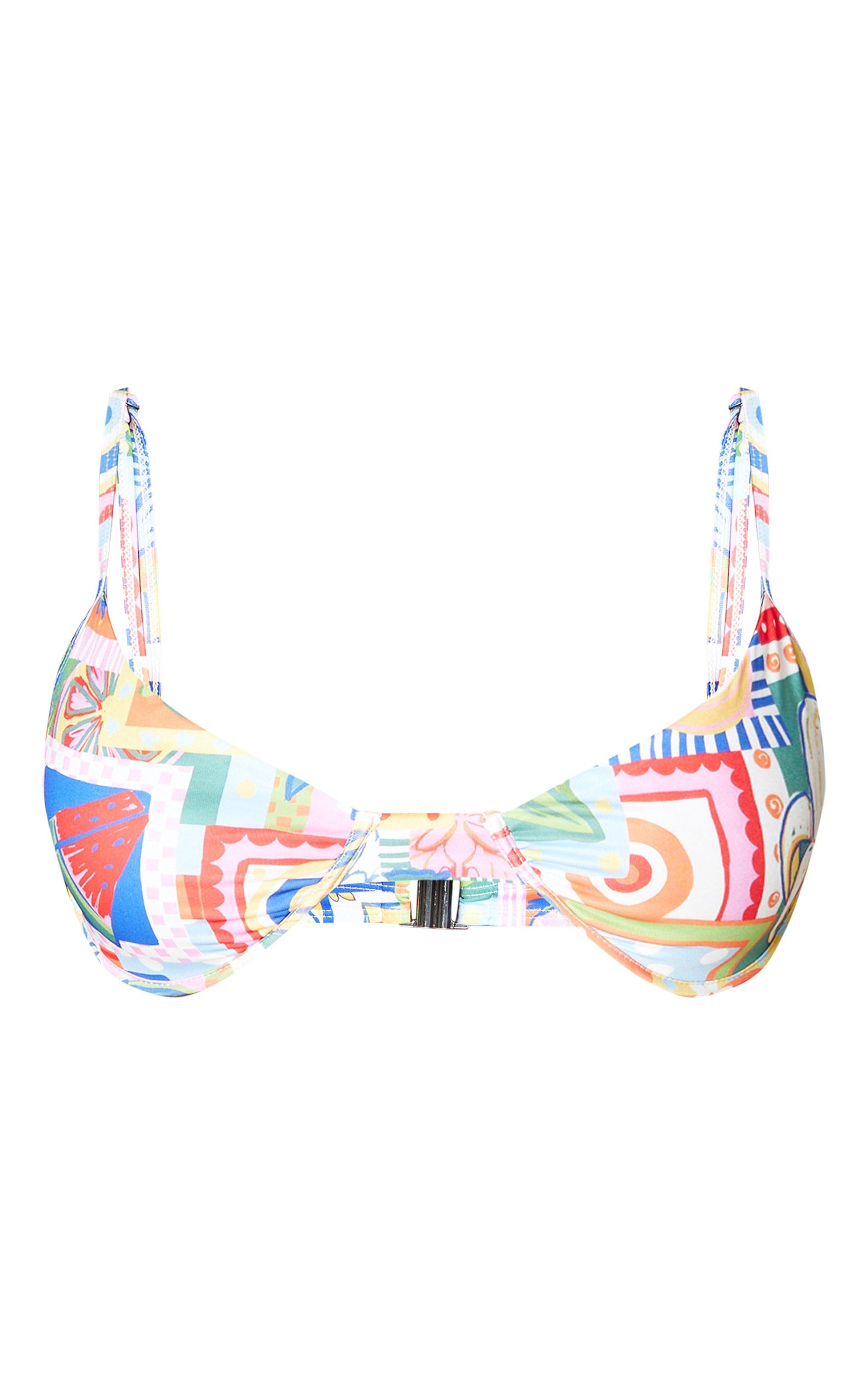 Plus Multi Printed Underwire Bikini Top Product Image