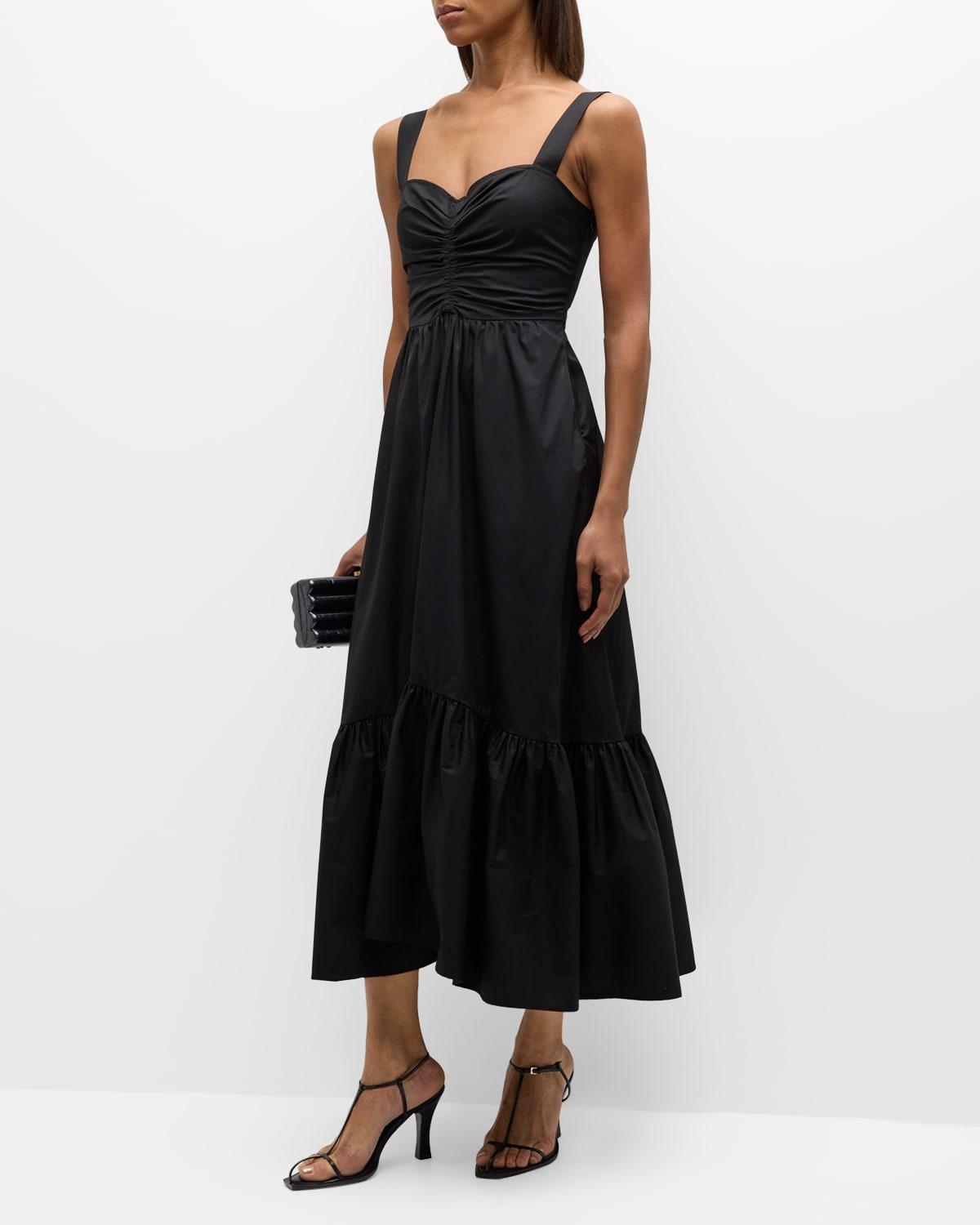 Lilah II Ruched Cotton A-Line Midi Dress Product Image