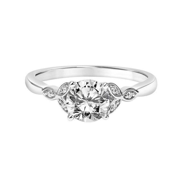 Love Always 10k White Gold 1 1/10 Carat T.G.W. Lab-Created Moissanite Floral Engagement Ring, Womens Product Image