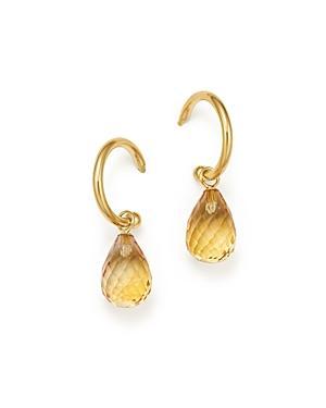 Bloomingdales Peridot Briolette Dangle Mini Hoop Earrings in 14K Yellow Gold - 100% Exclusive Product Image