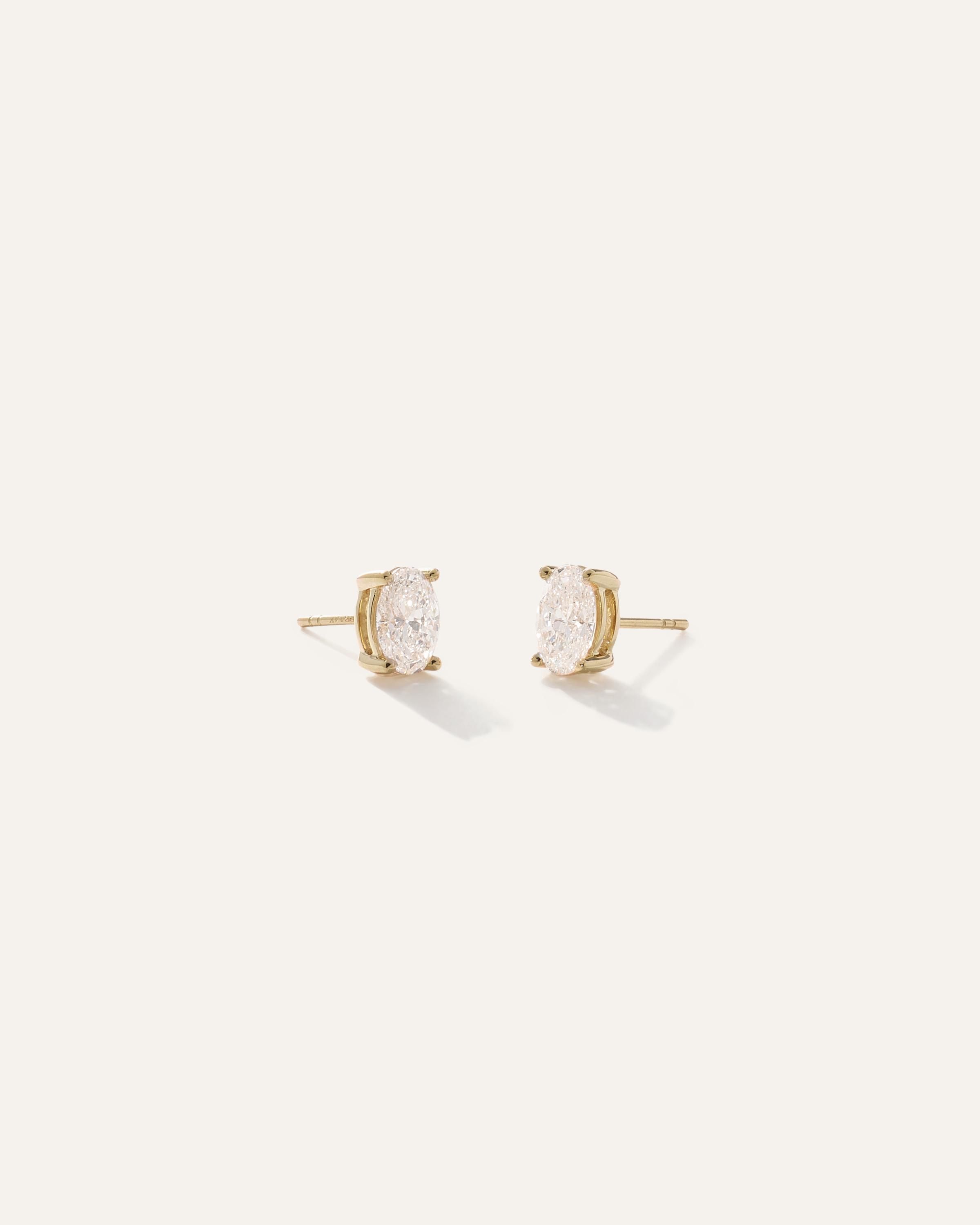 14k Gold Lab Grown Diamond Oval Solitaire Studs Product Image