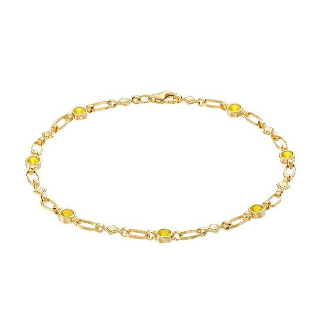 Kristen Kesho Sterling Silver Lab-Created Yellow Sapphire Kite Link Bracelet, Womens Product Image