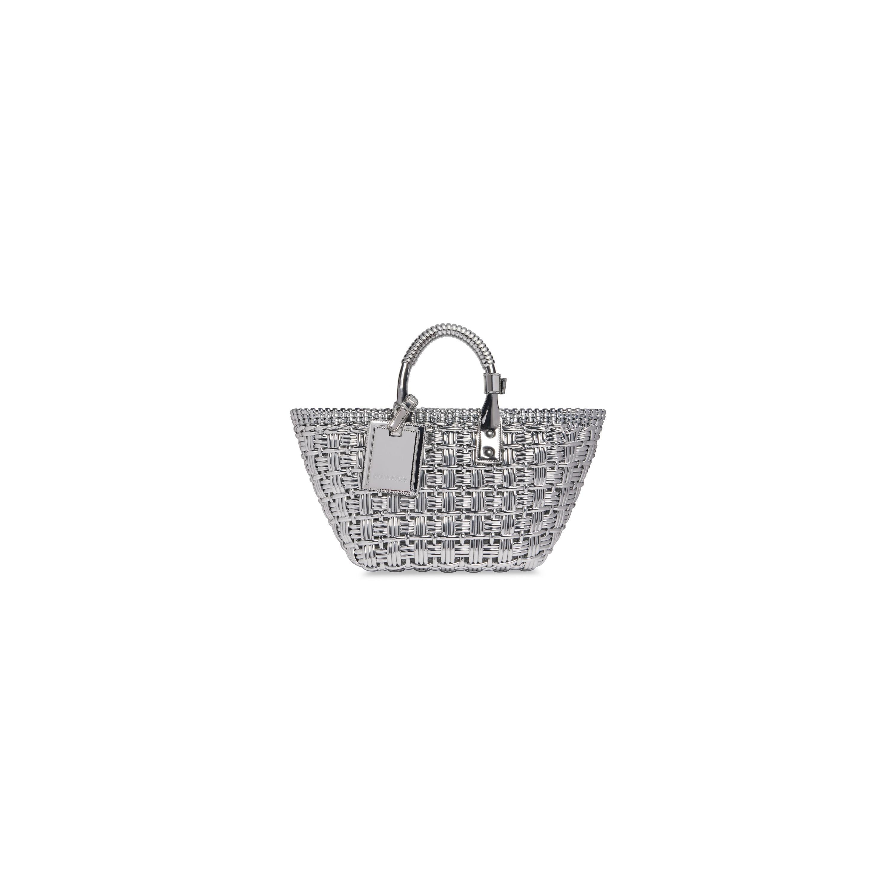 Women's Bistro Xs Basket With Strap In Mirror Fabric in Silver Product Image