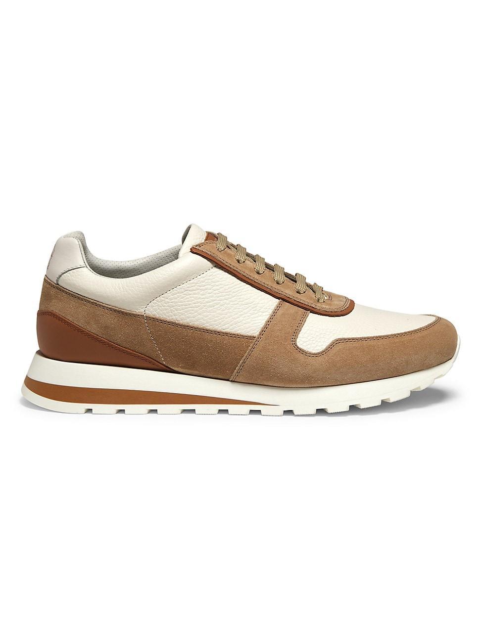 Men's Leather and Suede Runner Sneakers Product Image