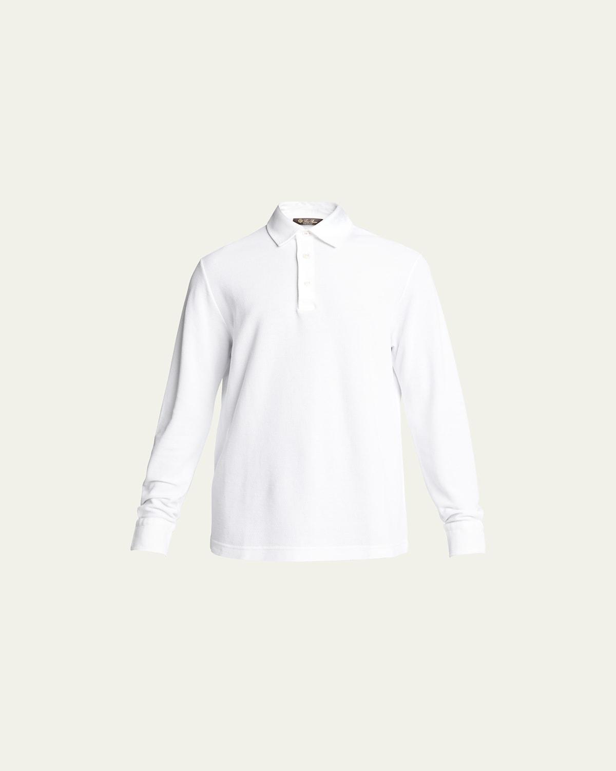 Mens Long-Sleeve Pique Polo Shirt Product Image