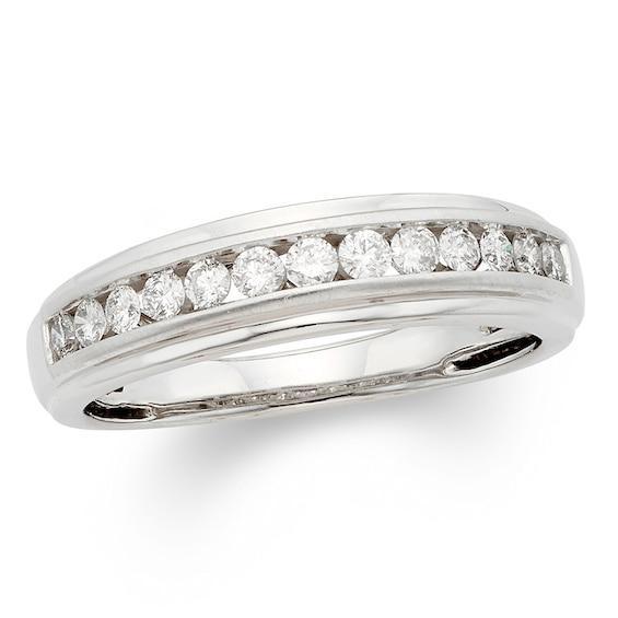 Men's 1/2 CT. T.w. Certified Diamond Channel-Set Band in 14K White Gold (I/I2) Product Image