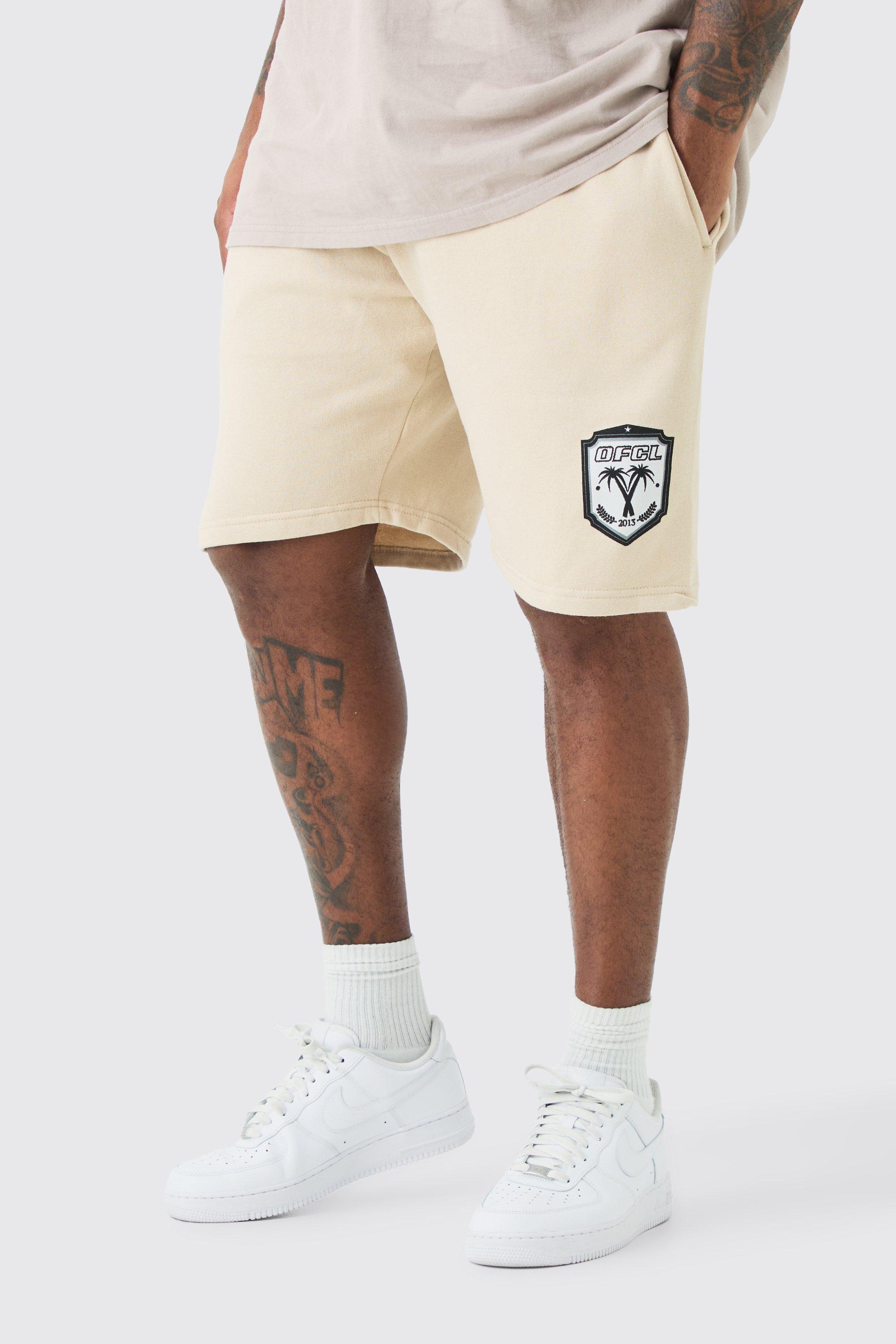 Plus Loose Fit Team Ofcl Short In Sand | boohooMAN USA Product Image