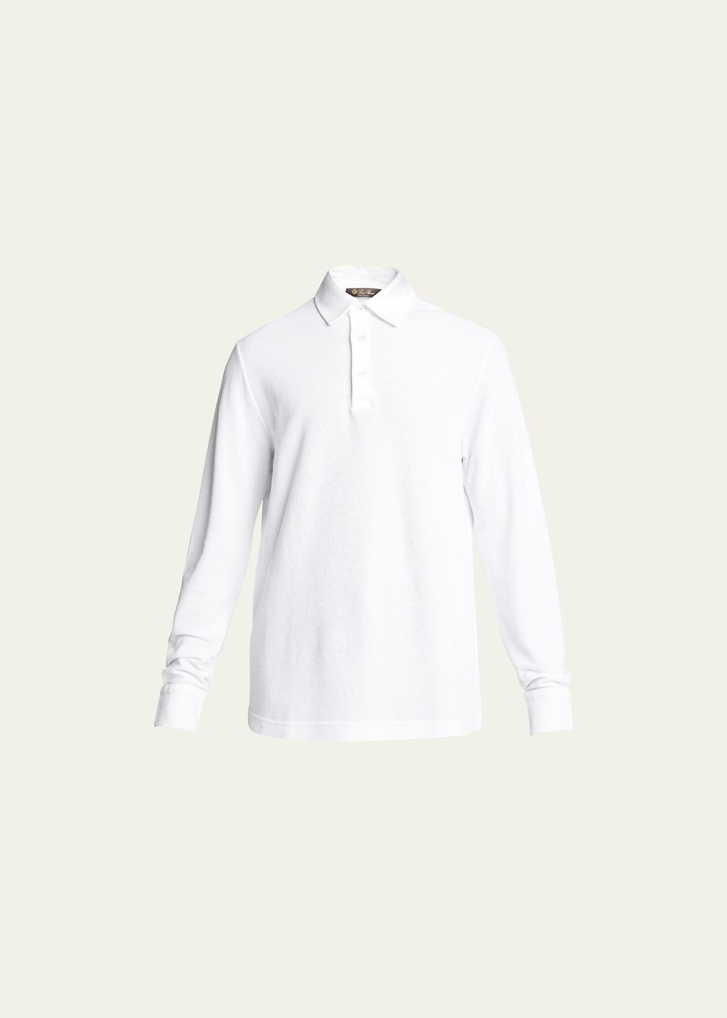 Mens Long-Sleeve Pique Polo Shirt Product Image