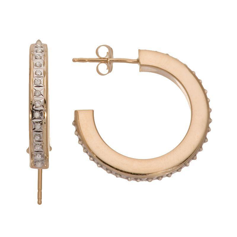 Diamond Fascination 14k Gold Hoop Earrings, Womens Product Image