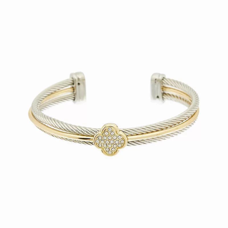 Juvell Two Tone 18k Gold Plated Cubic Zirconia Cuff Bracelet, Womens Product Image