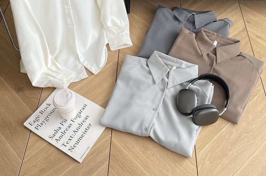 Long-Sleeve Plain Shirt Product Image